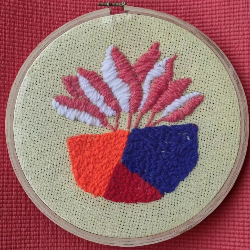 Punch Needle Embroidery flower plant