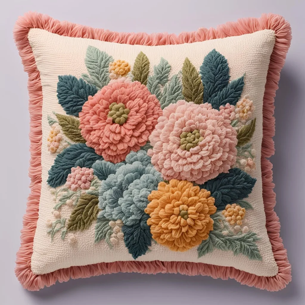 Punch Needle Embroidery pillow
